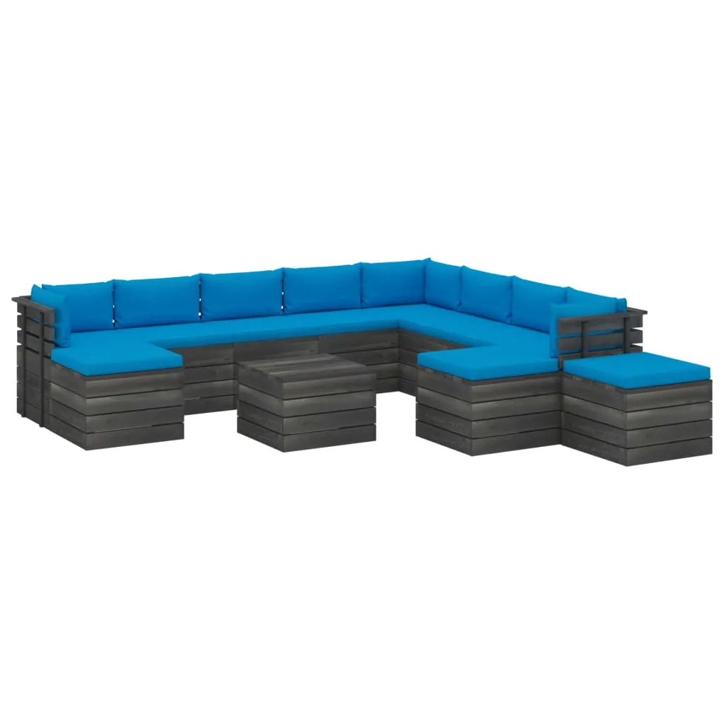 vidaXL Set Divani da Giardino Pallet 12 pz con Cuscini Massello Pino