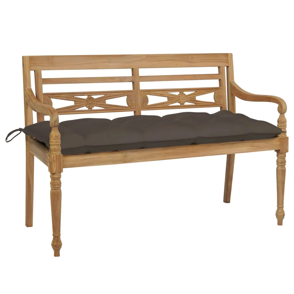 vidaXL Panca Batavia con Cuscino Talpa 120 cm in Massello di Teak