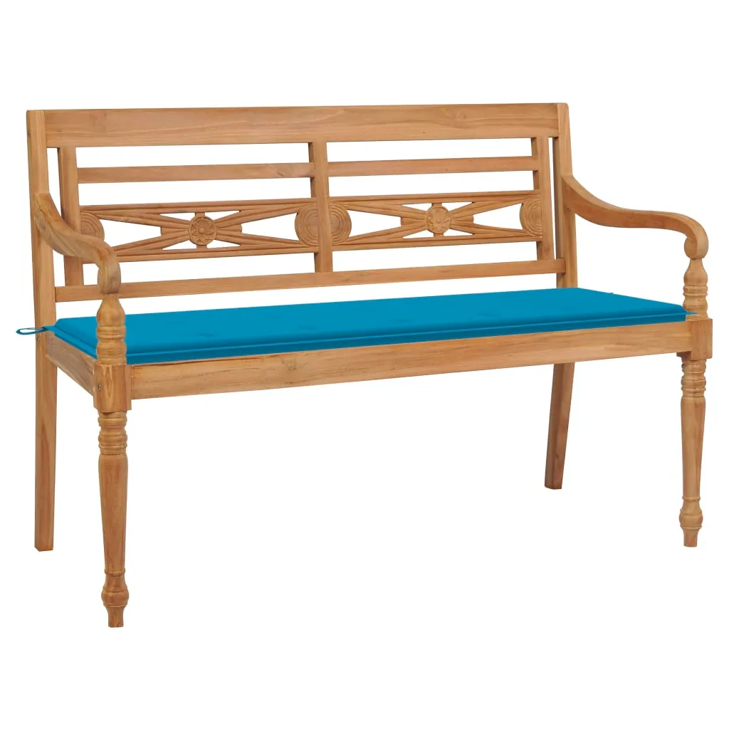 vidaXL Panchina Batavia con Cuscino Blu 150 cm Massello di Teak