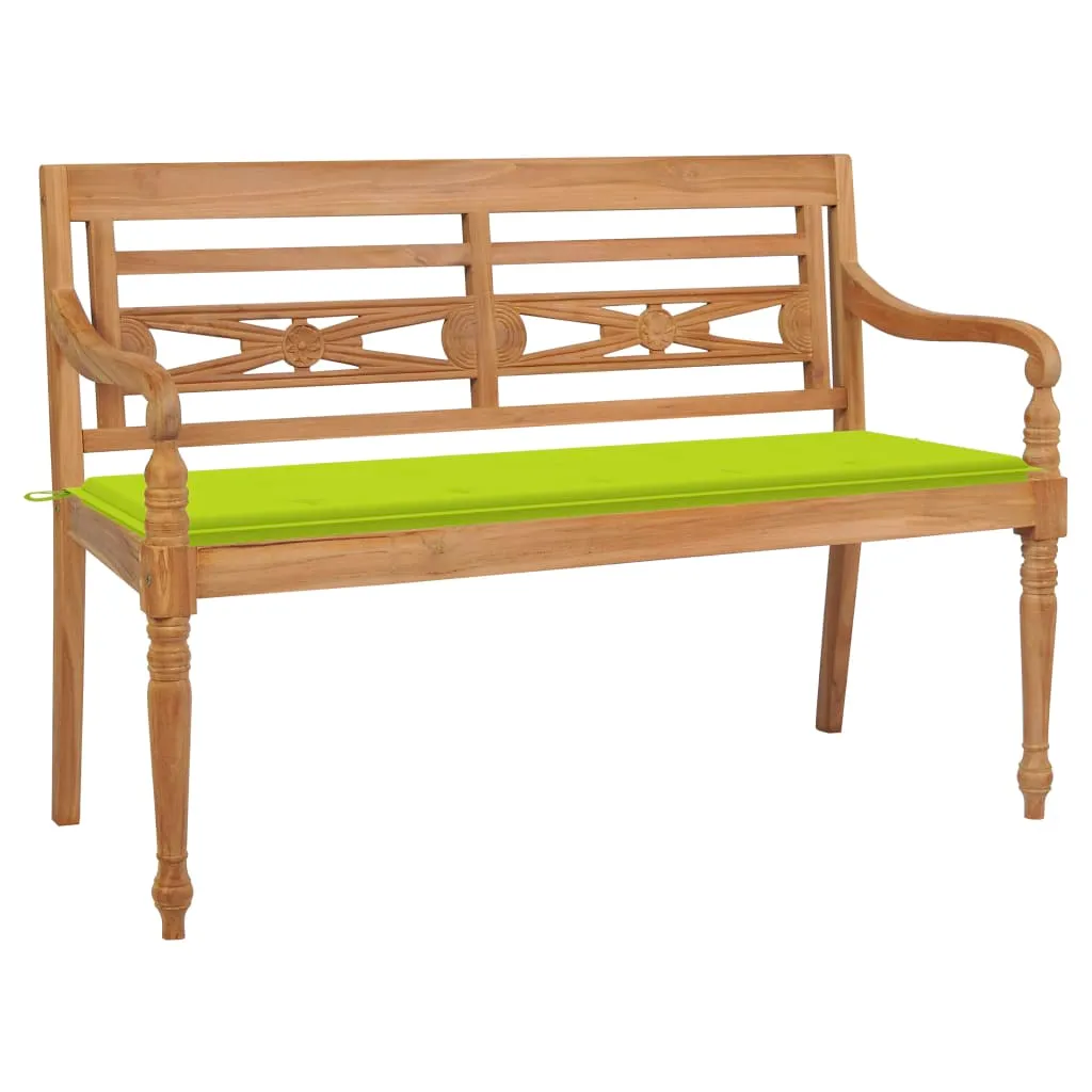 vidaXL Panchina Batavia con Cuscino Verde Acido 150cm in Teak Massello