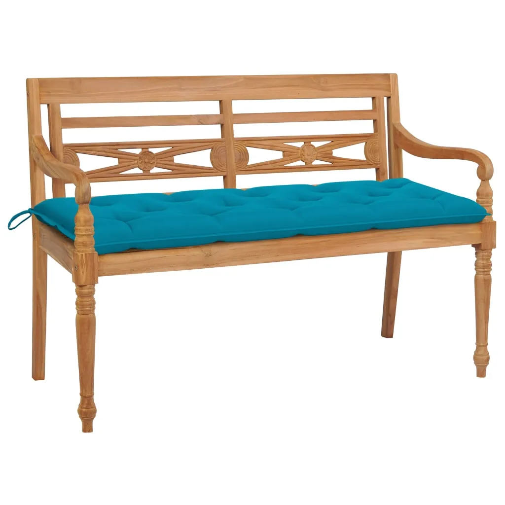 vidaXL Panchina Batavia con Cuscino Azzurro 150 cm Massello di Teak