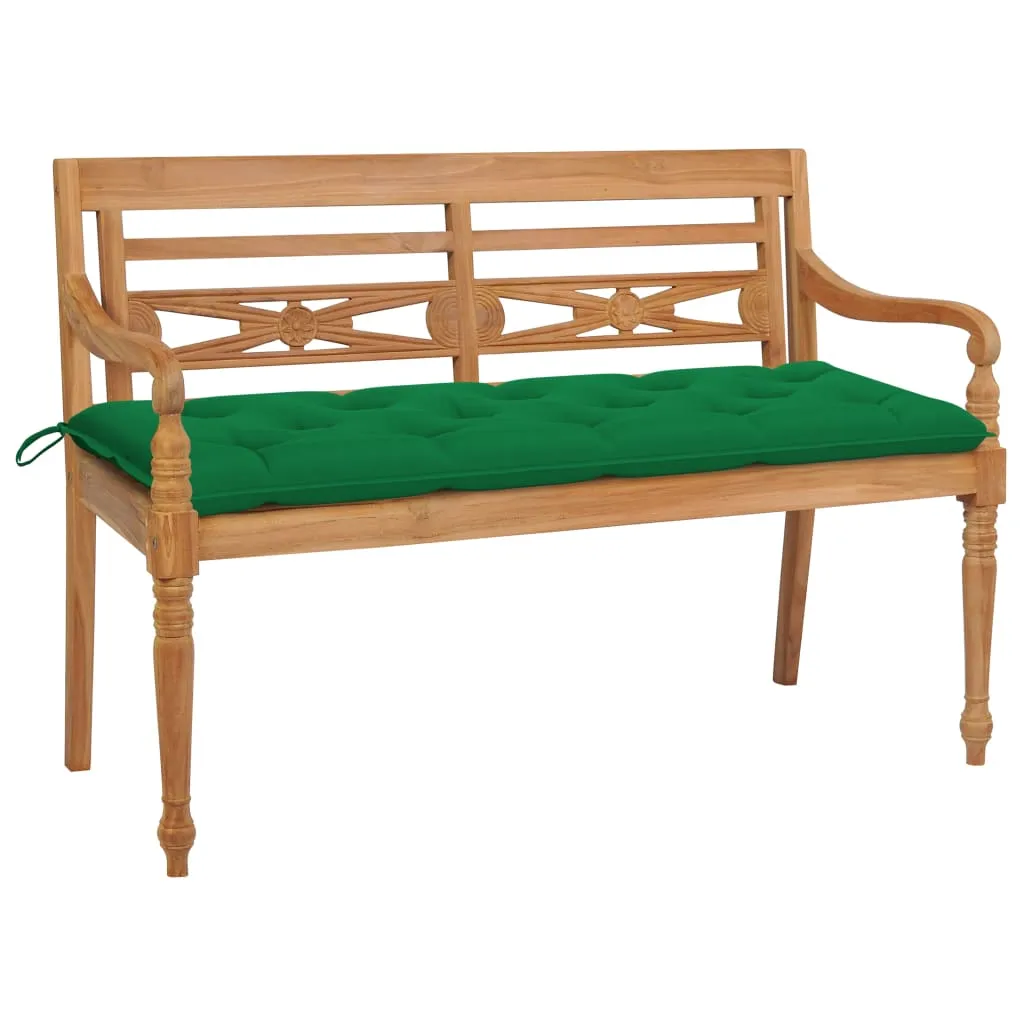 vidaXL Panchina Batavia con Cuscino Verde 150 cm Massello di Teak