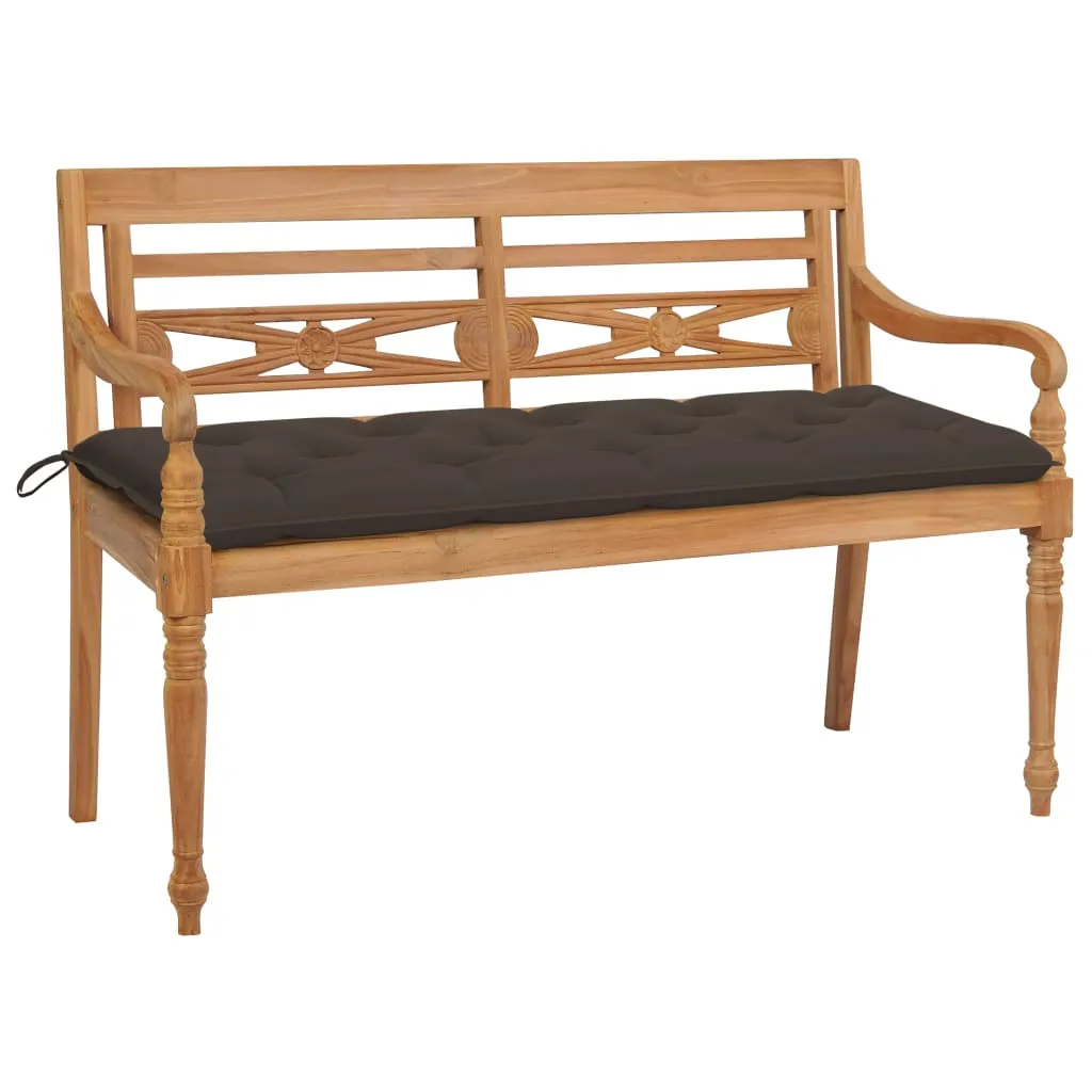 vidaXL Panchina Batavia con Cuscino Talpa 150 cm Massello di Teak