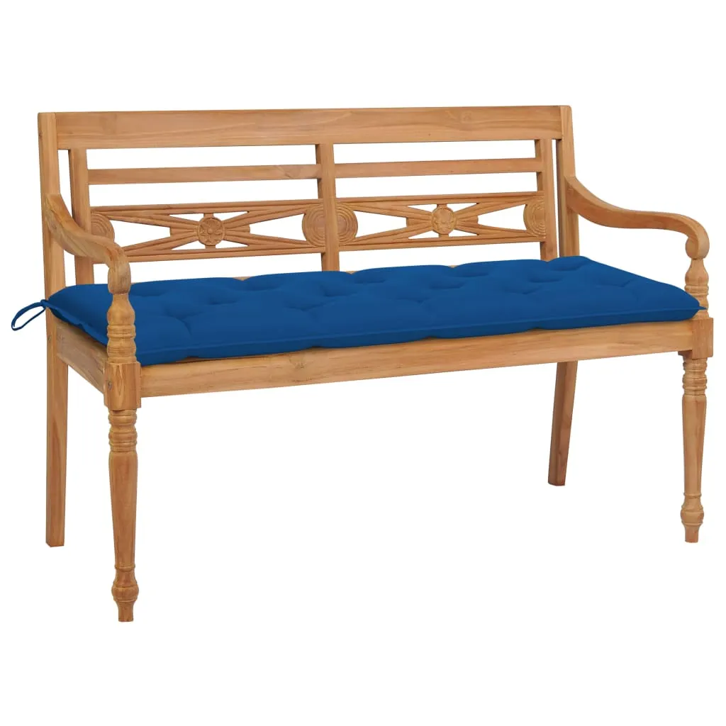 vidaXL Panchina Batavia con Cuscino Blu 150 cm Massello di Teak