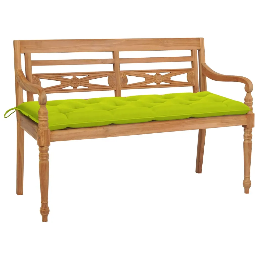 vidaXL Panchina Batavia e Cuscino Verde Brillante 150 cm Massello Teak