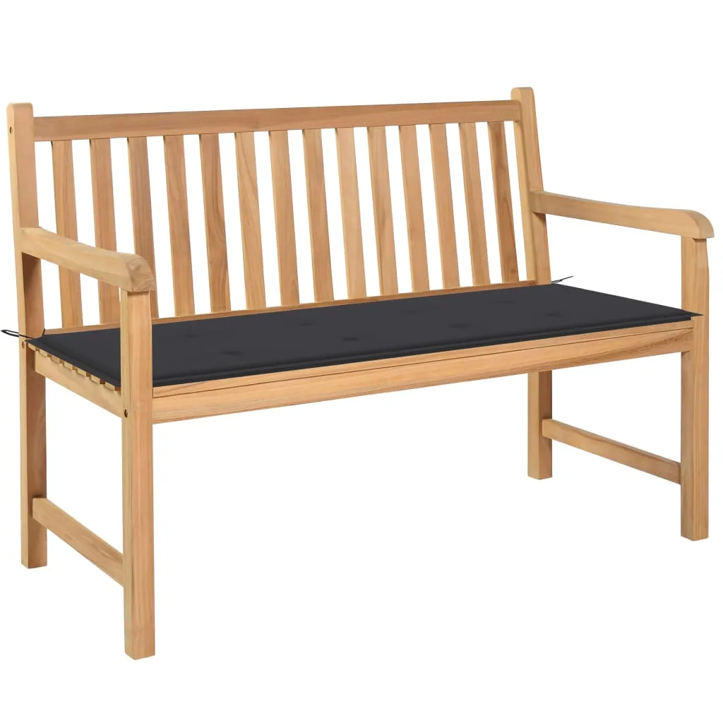 vidaXL Panca da Giardino con Cuscino Antracite 120 cm Massello di Teak