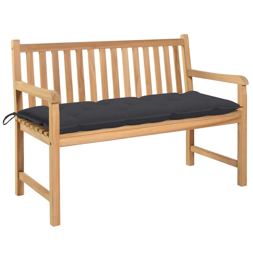 vidaXL Panca da Giardino con Cuscino Antracite 120 cm Massello di Teak