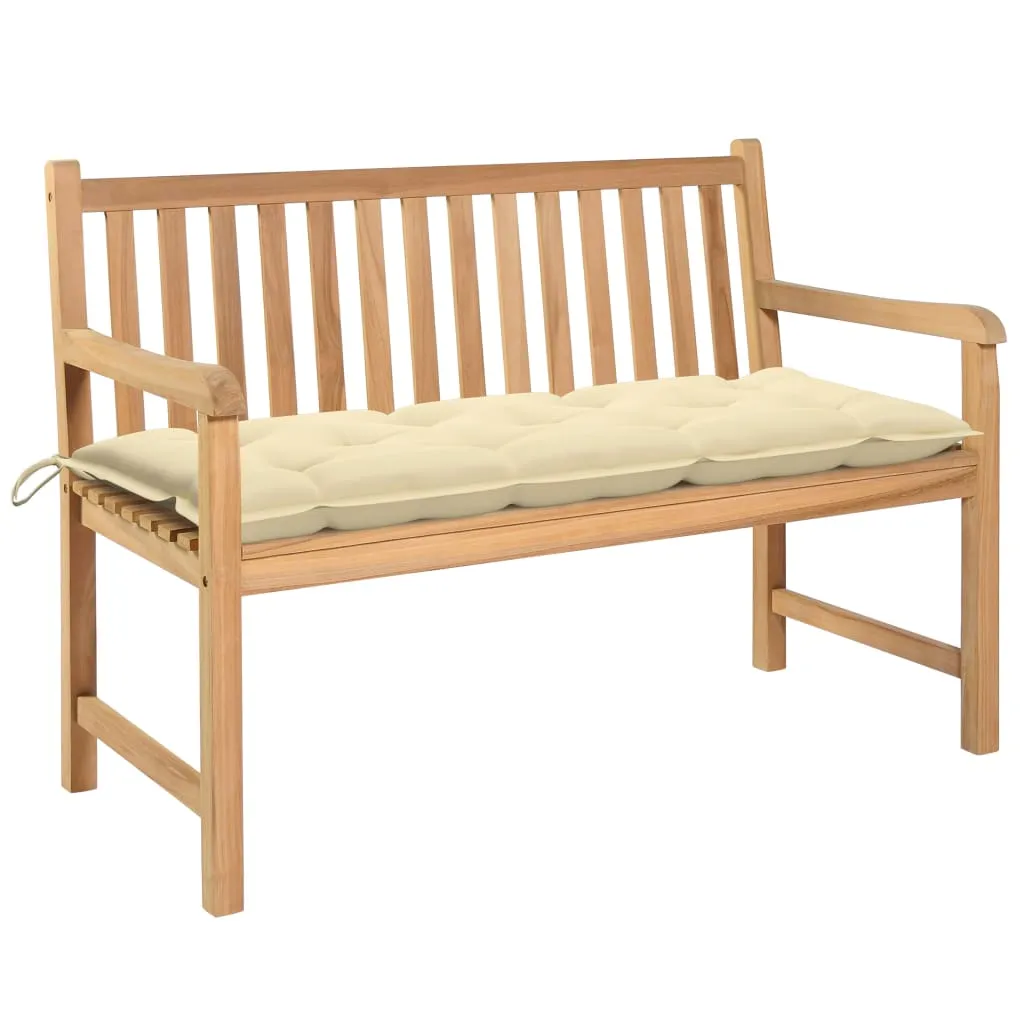 vidaXL Panca da Giardino e Cuscino Bianco Crema 120cm Massello di Teak