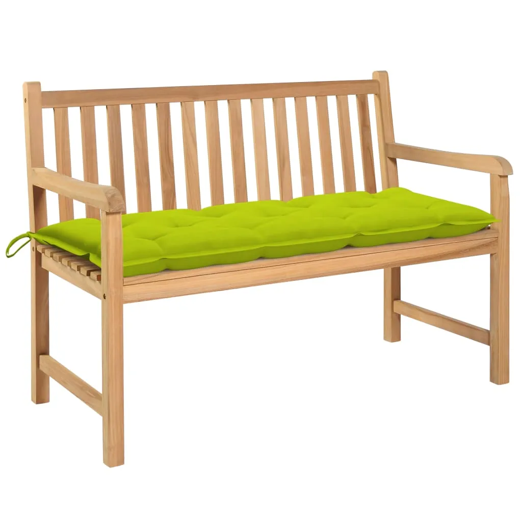 vidaXL Panca da Giardino Cuscino Verde Brillante 120 cm Massello Teak