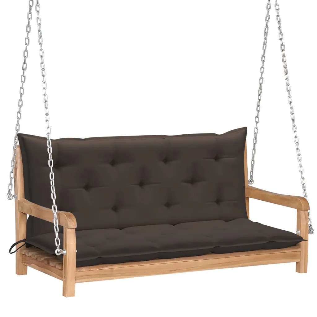 vidaXL Dondolo con Cuscino Grigio Talpa 120 cm in Massello di Teak