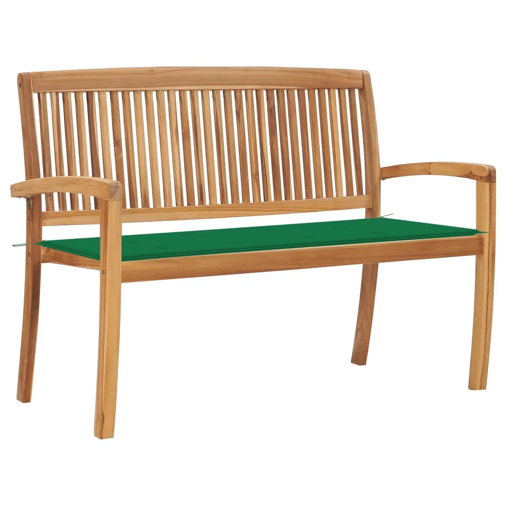 vidaXL Panchina da Giardino Impilabile e Cuscino 128,5cm Teak Massello