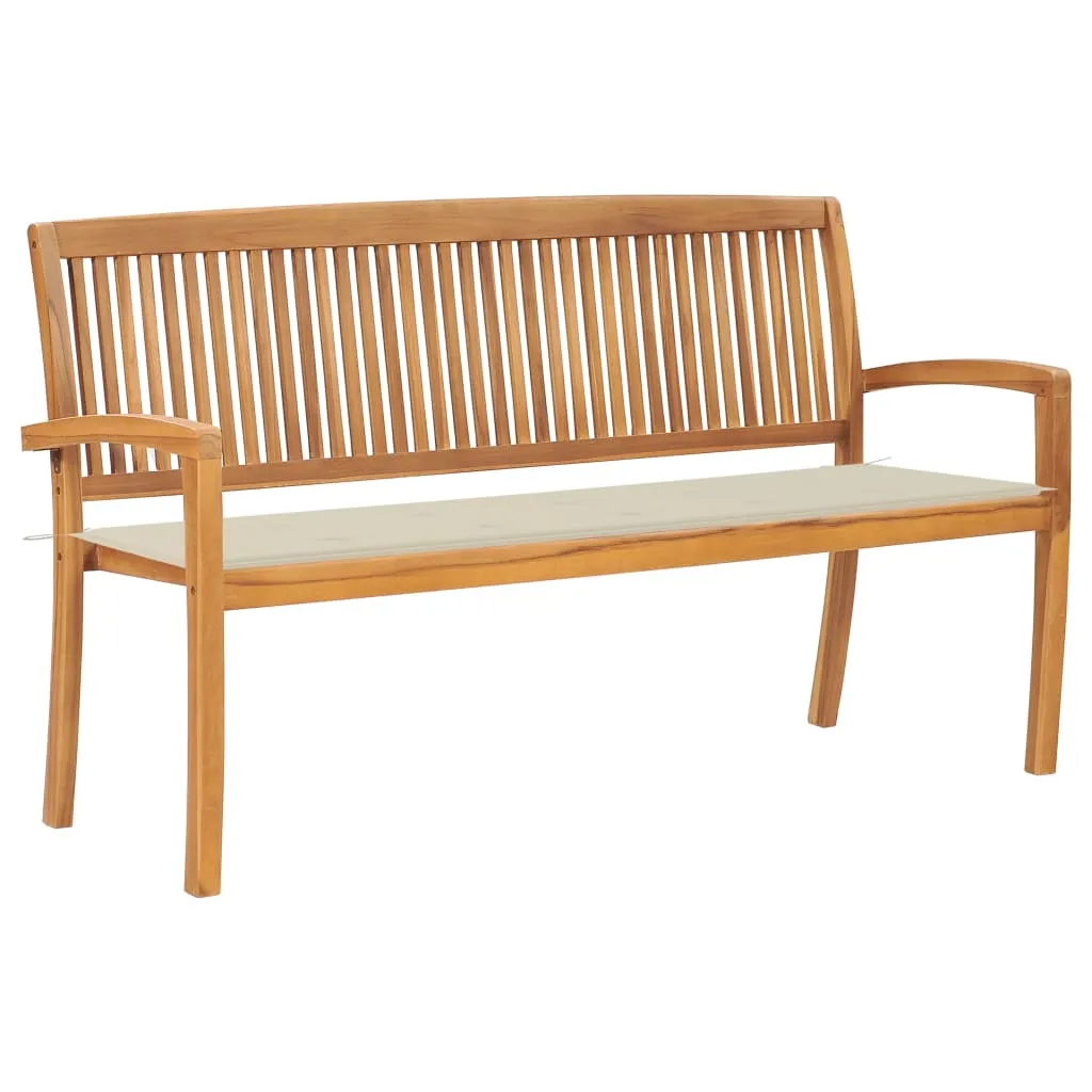 vidaXL Panchina da Giardino Impilabile con Cuscino 159cm Teak Massello