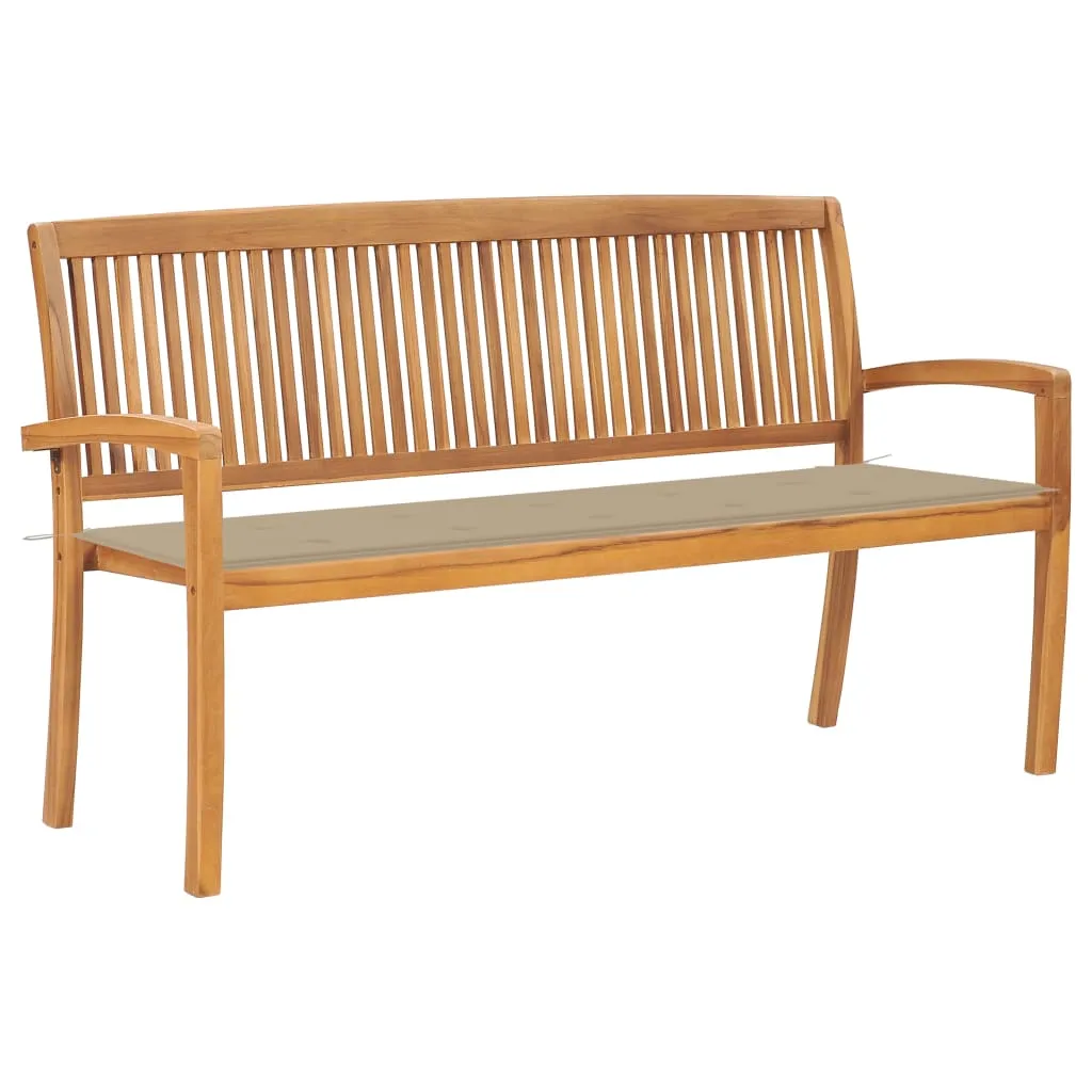 vidaXL Panchina da Giardino Impilabile con Cuscino 159cm Teak Massello