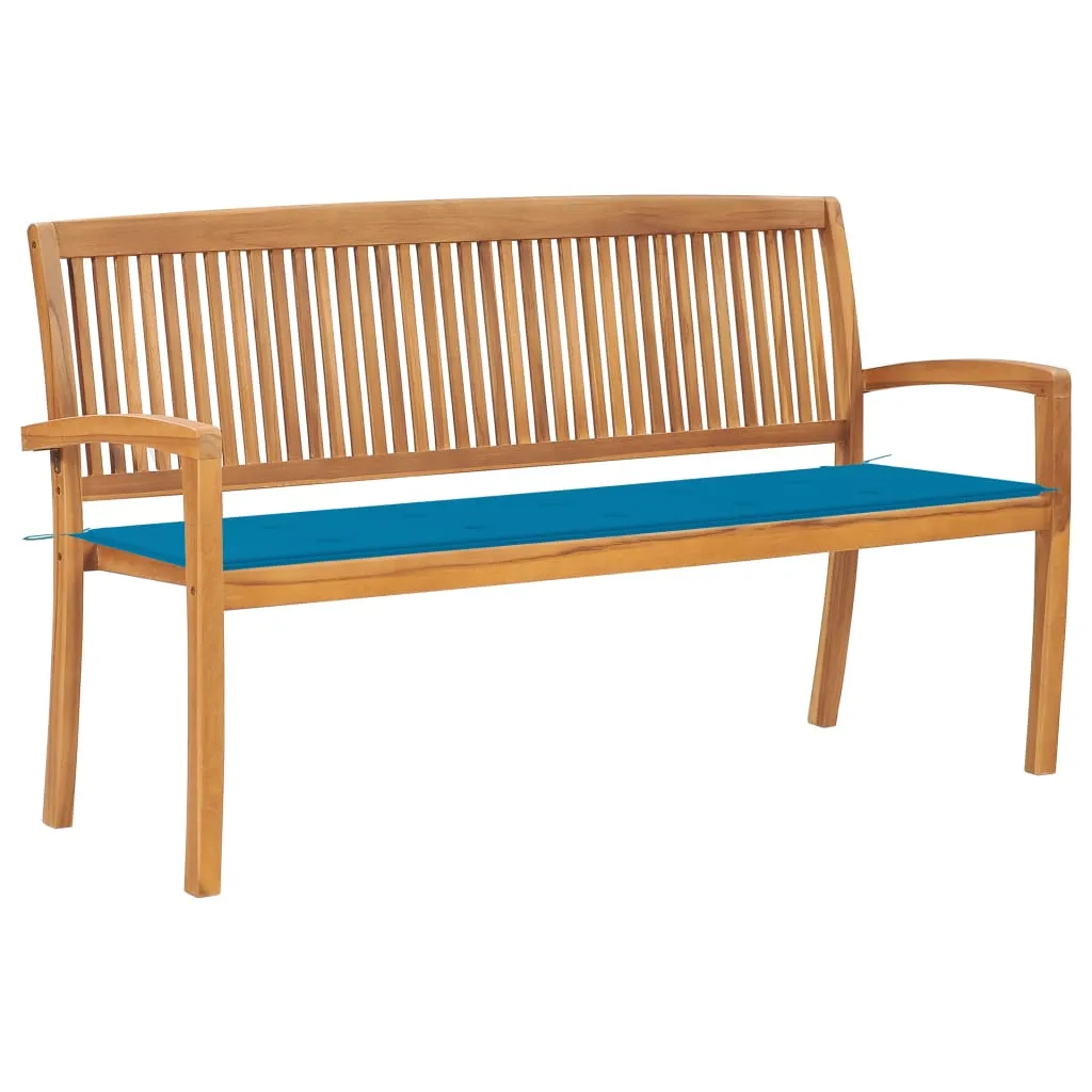 vidaXL Panchina da Giardino Impilabile con Cuscino 159cm Teak Massello