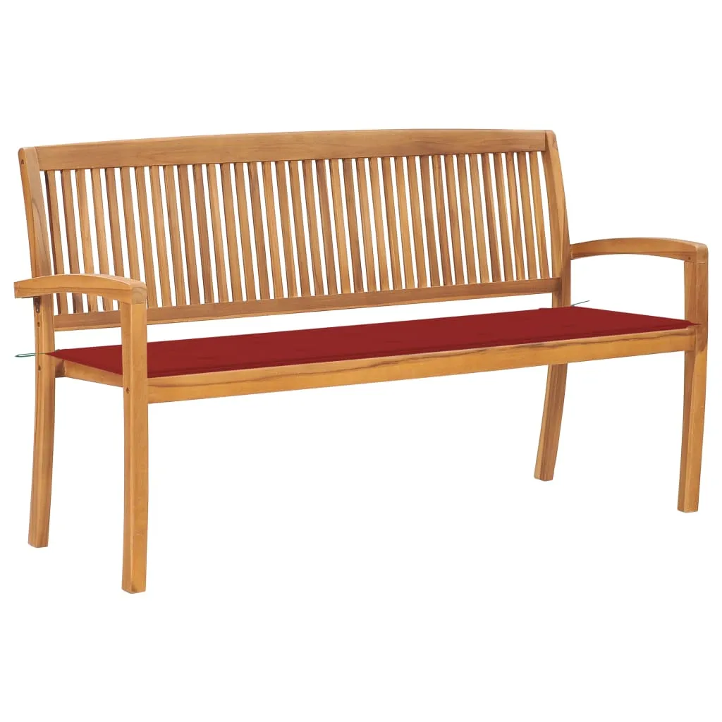 vidaXL Panchina da Giardino Impilabile con Cuscino 159cm Teak Massello