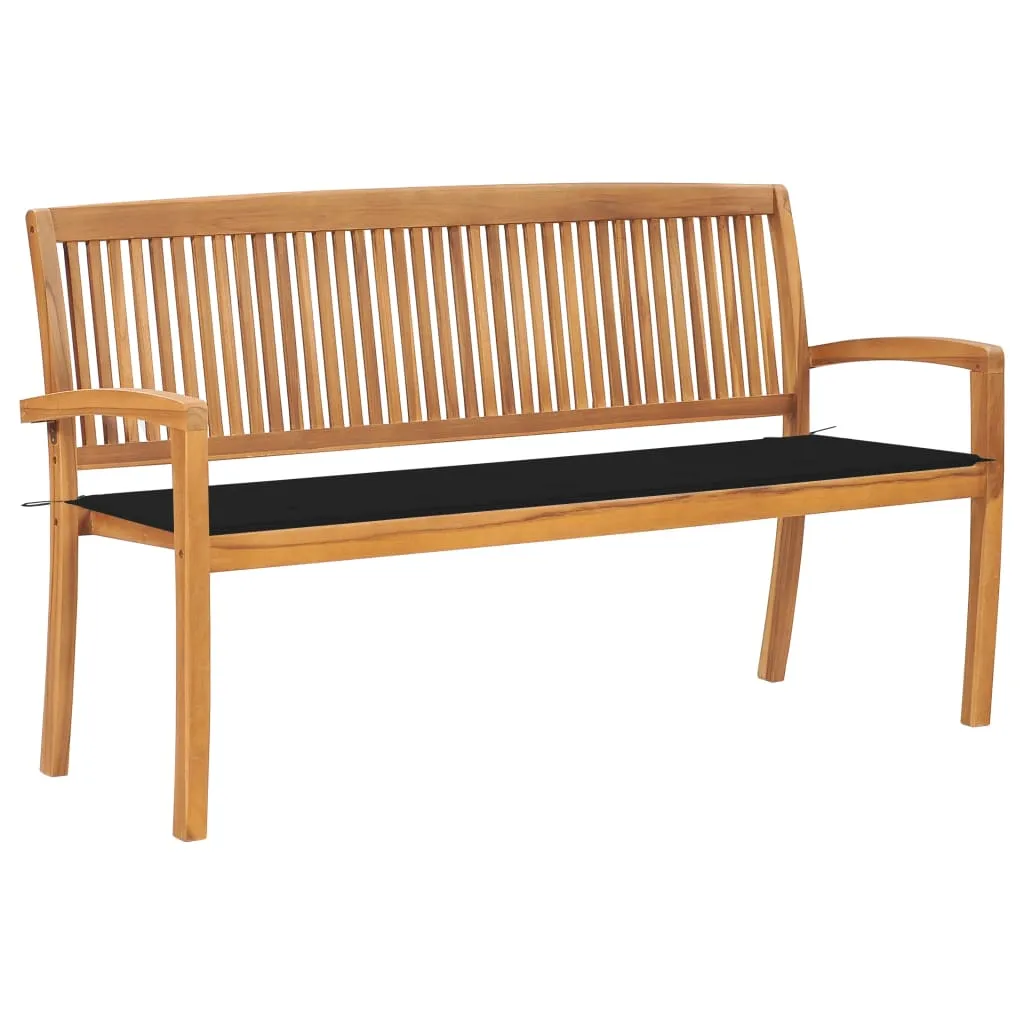 vidaXL Panchina da Giardino Impilabile con Cuscino 159cm Teak Massello