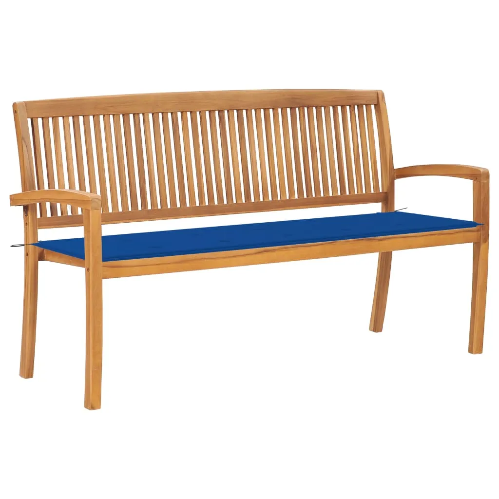 vidaXL Panchina da Giardino Impilabile e Cuscino 159cm Teak Massello