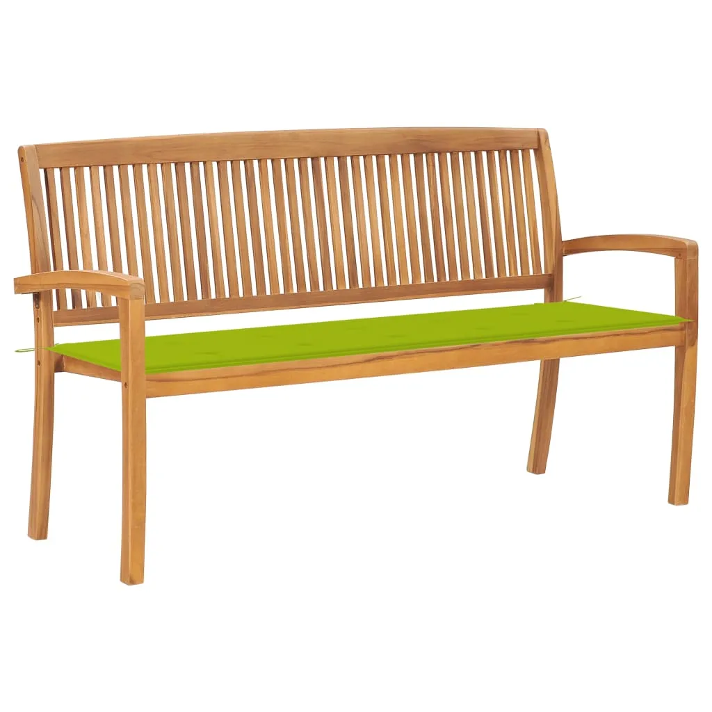 vidaXL Panchina da Giardino Impilabile e Cuscino 159cm Teak Massello