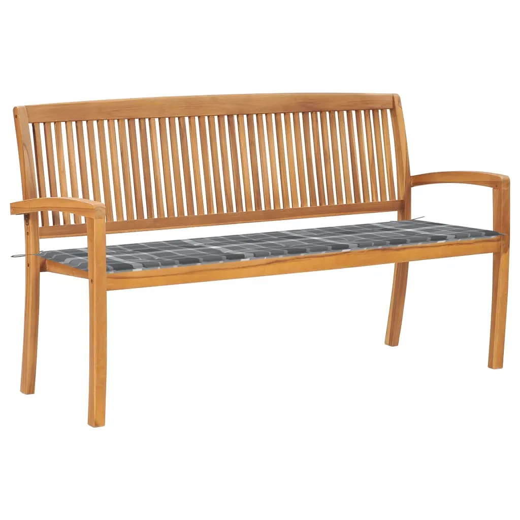 vidaXL Panchina da Giardino Impilabile con Cuscino 159cm Teak Massello