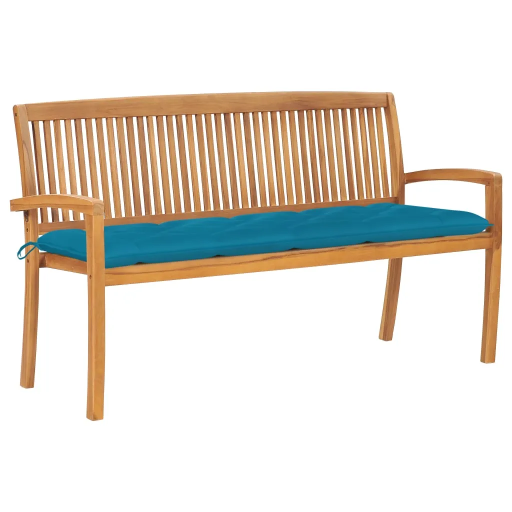 vidaXL Panchina da Giardino Impilabile e Cuscino 159cm Teak Massello