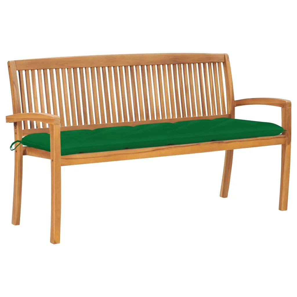 vidaXL Panchina da Giardino Impilabile e Cuscino 159cm Teak Massello