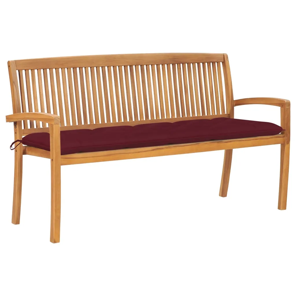 vidaXL Panchina da Giardino Impilabile con Cuscino 159cm Teak Massello