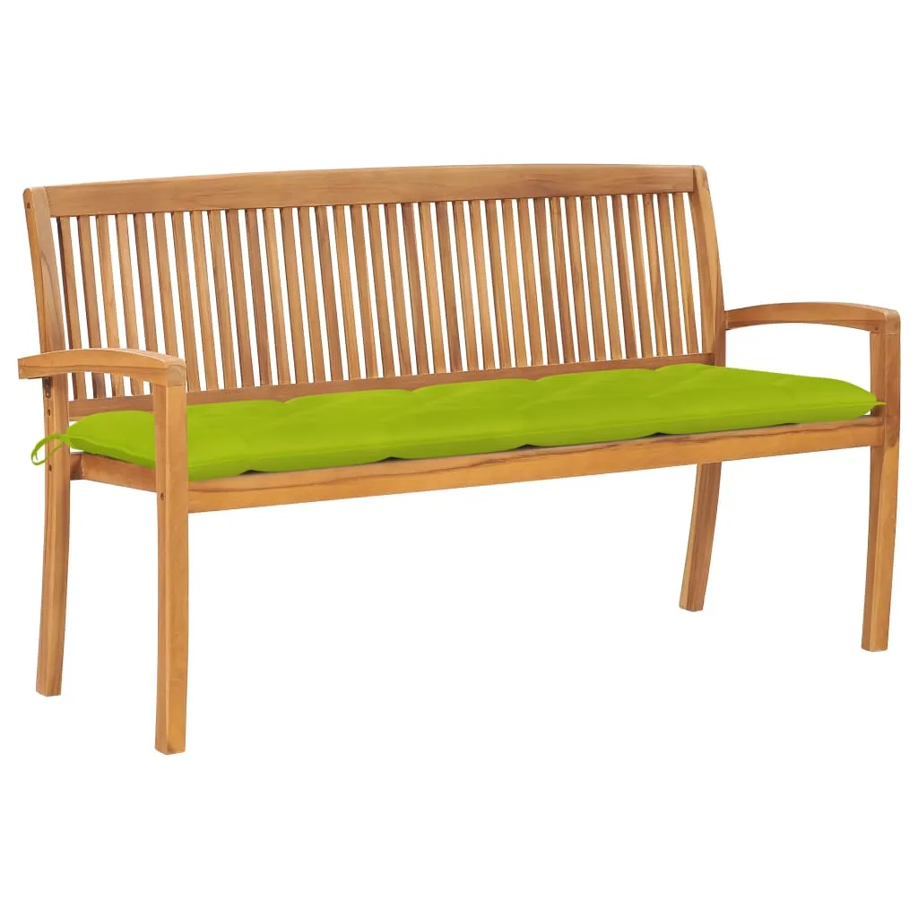 vidaXL Panchina da Giardino Impilabile e Cuscino 159cm Teak Massello