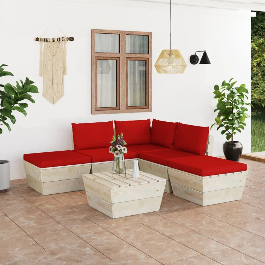 vidaXL Set Divani da Giardino su Pallet 6 pz con Cuscini Legno Abete