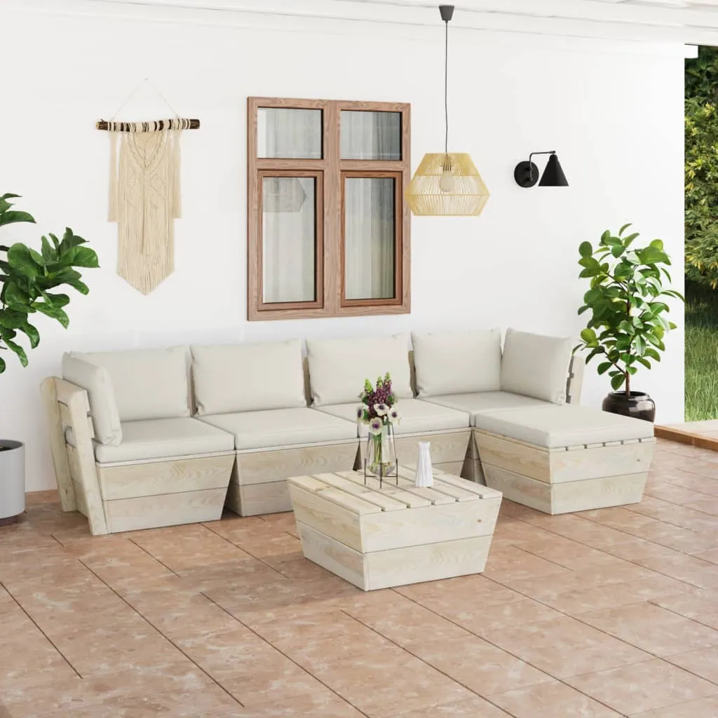 vidaXL Set Divani da Giardino su Pallet 6 pz con Cuscini Legno Abete