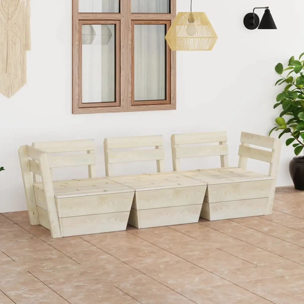 vidaXL Divano da Giardino a 3 Posti su Pallet Legno Abete Impregnato