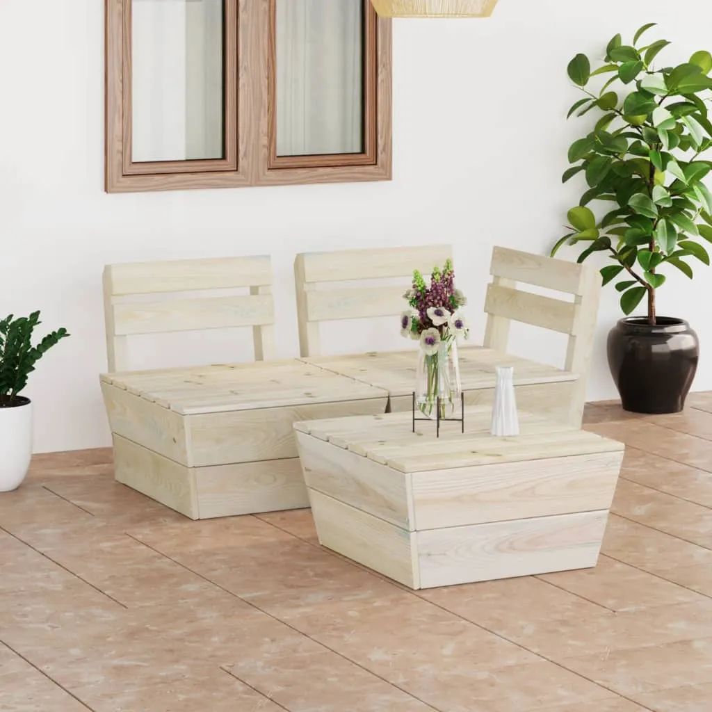 vidaXL Set Divani da Giardino su Pallet 3 pz in Legno Abete Impregnato