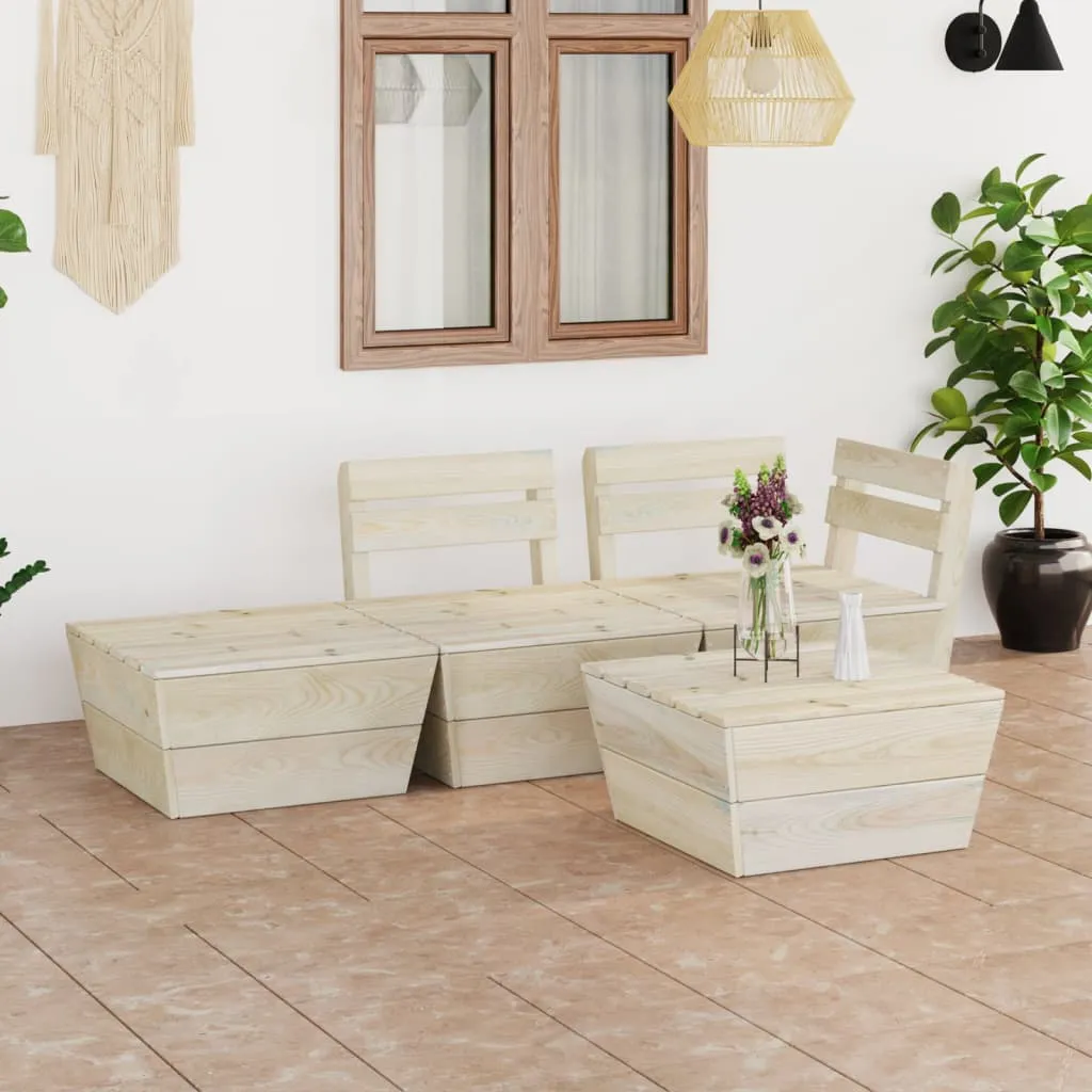 vidaXL Set Divani da Giardino su Pallet 4 pz in Legno Abete Impregnato