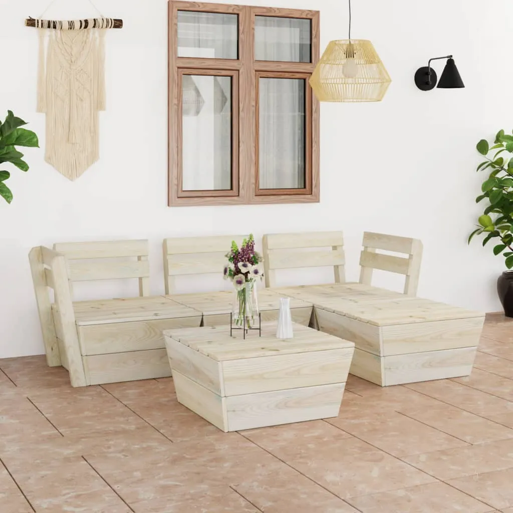 vidaXL Set Divani da Giardino su Pallet 5 pz in Legno Abete Impregnato