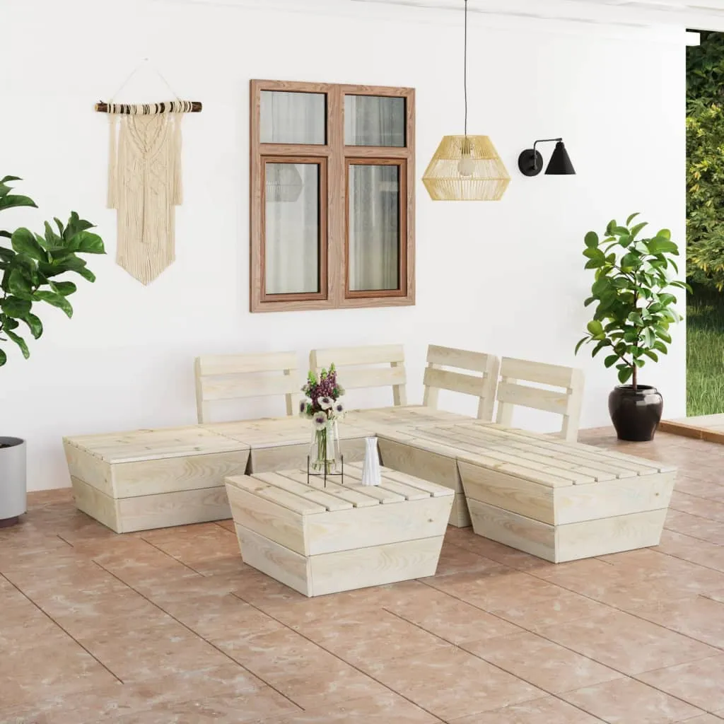 vidaXL Set Divani da Giardino su Pallet 6 pz in Legno Abete Impregnato