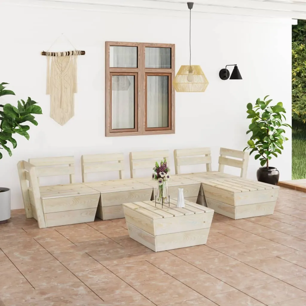 vidaXL Set Divani da Giardino su Pallet 6 pz in Legno Abete Impregnato