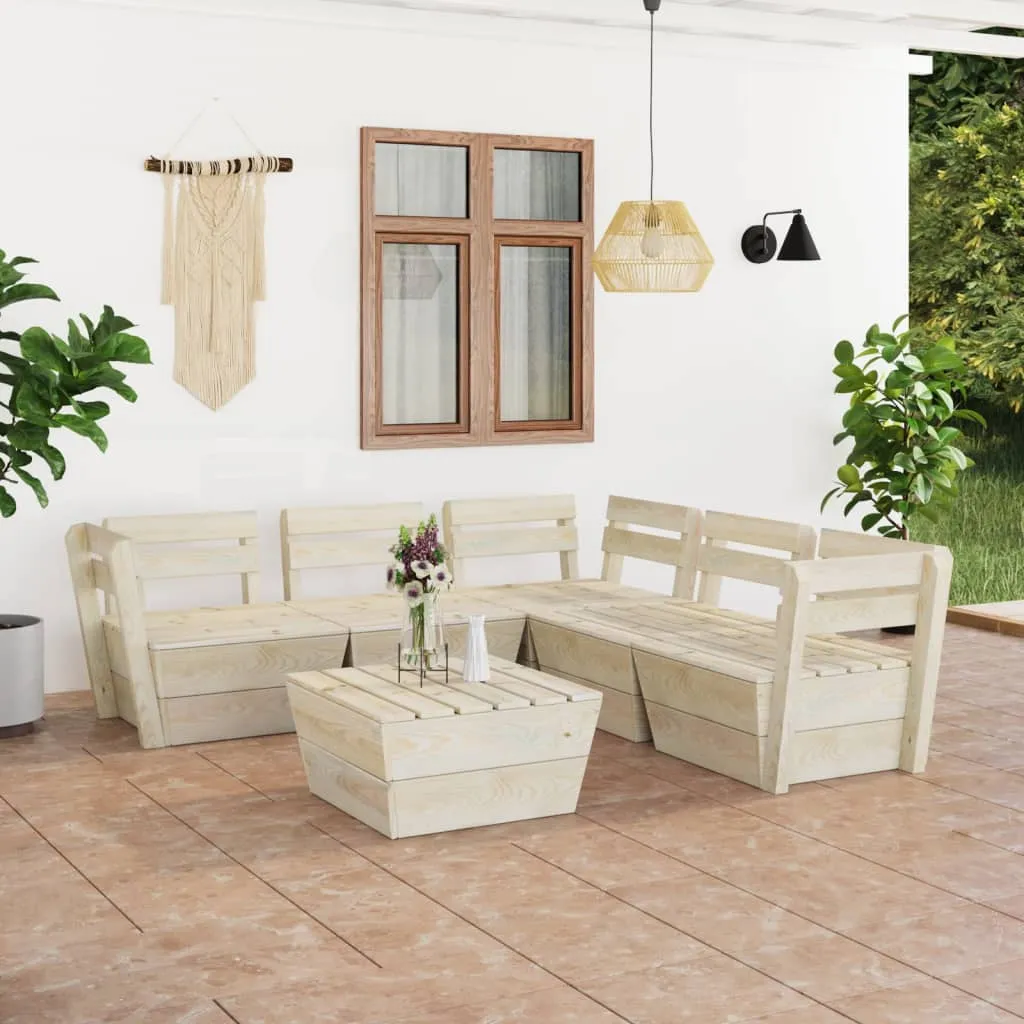 vidaXL Set Divani da Giardino su Pallet 6 pz in Legno Abete Impregnato