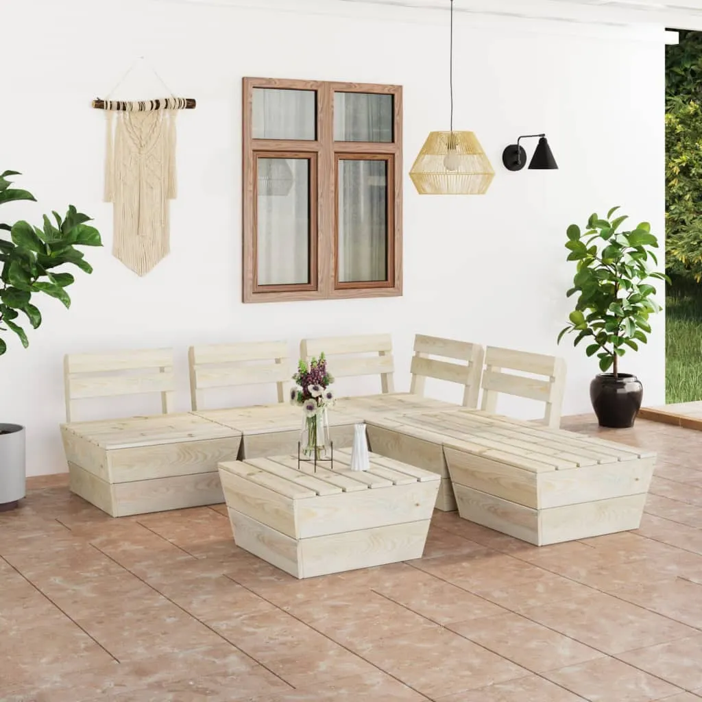 vidaXL Set Divani da Giardino su Pallet 6 pz in Legno Abete Impregnato