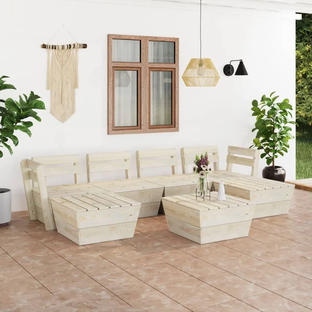 vidaXL Set Divani da Giardino su Pallet 7 pz in Legno Abete Impregnato