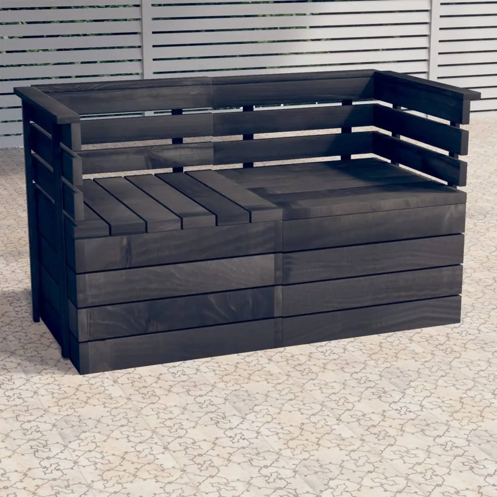 vidaXL Divano da Giardino 2 Posti su Pallet Grigio Scuro Massello Pino