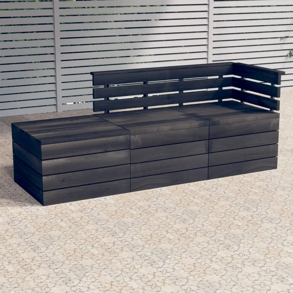 vidaXL Set Divani da Giardino su Pallet 3 pz Legno Pino Grigio Scuro