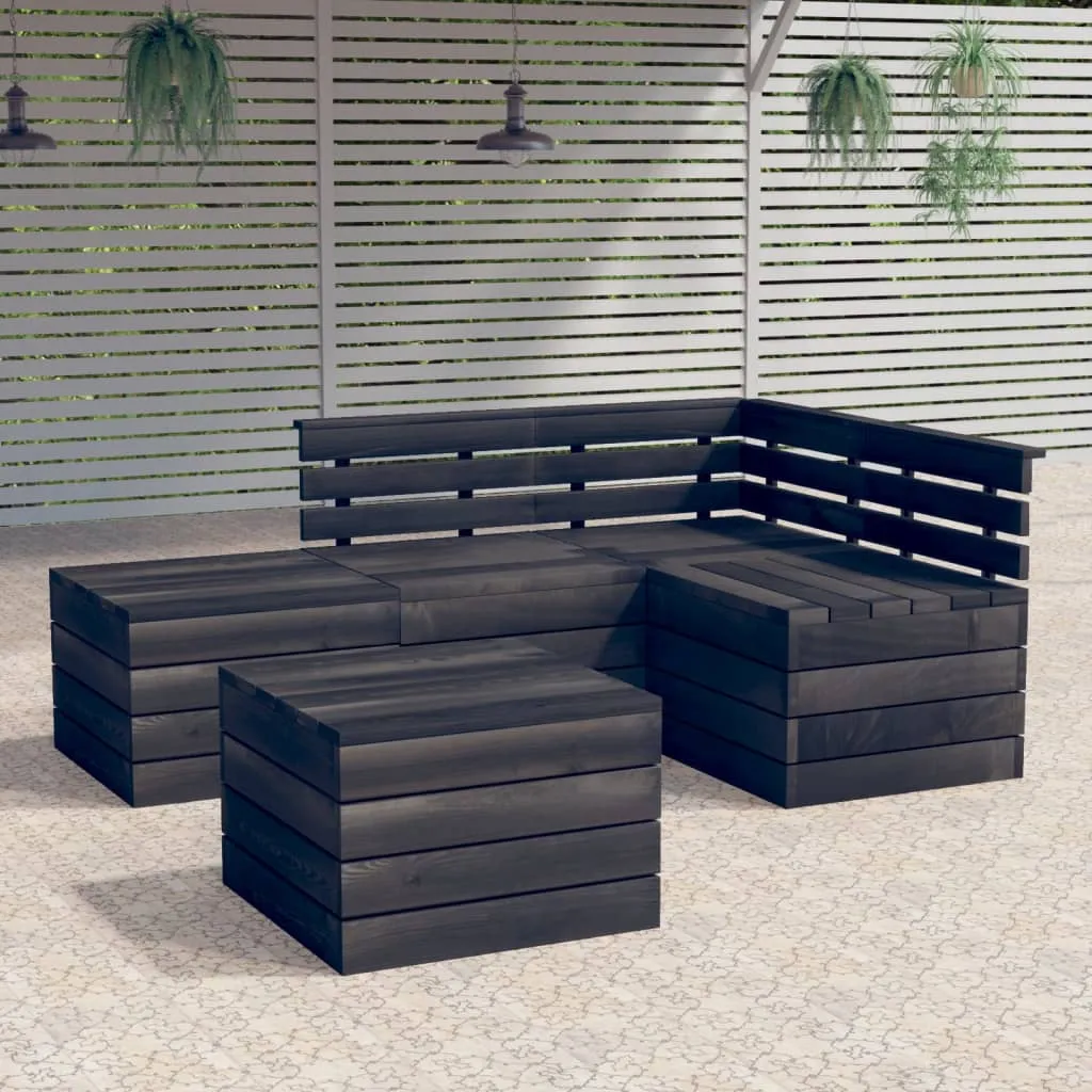 vidaXL Set Divani da Giardino su Pallet 5 pz Legno Pino Grigio Scuro