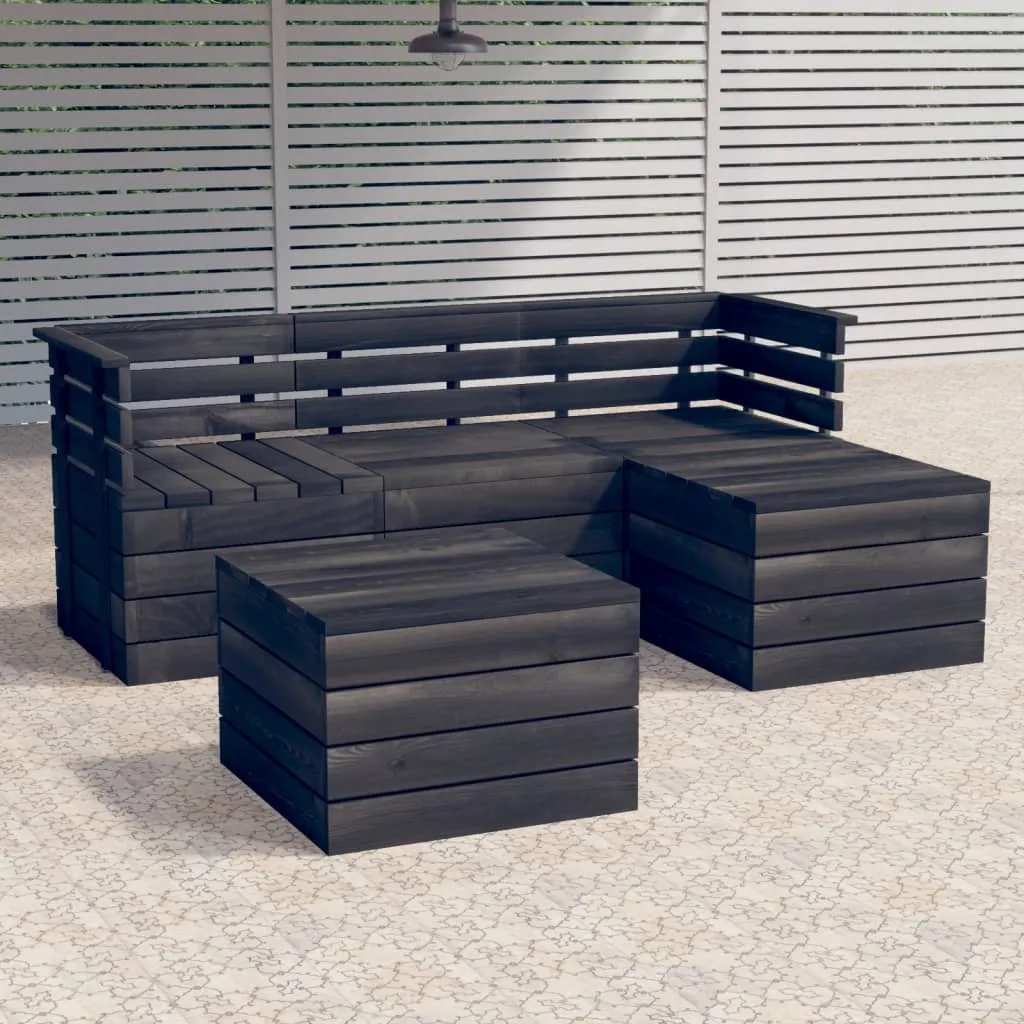 vidaXL Set Divani da Giardino su Pallet 5 pz Legno Pino Grigio Scuro