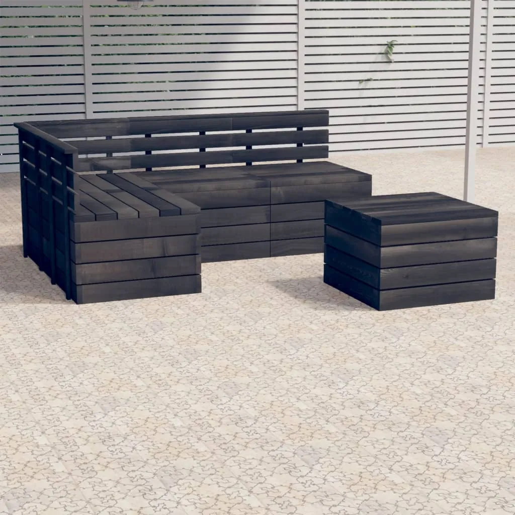 vidaXL Set Divani da Giardino su Pallet 5 pz Legno Pino Grigio Scuro