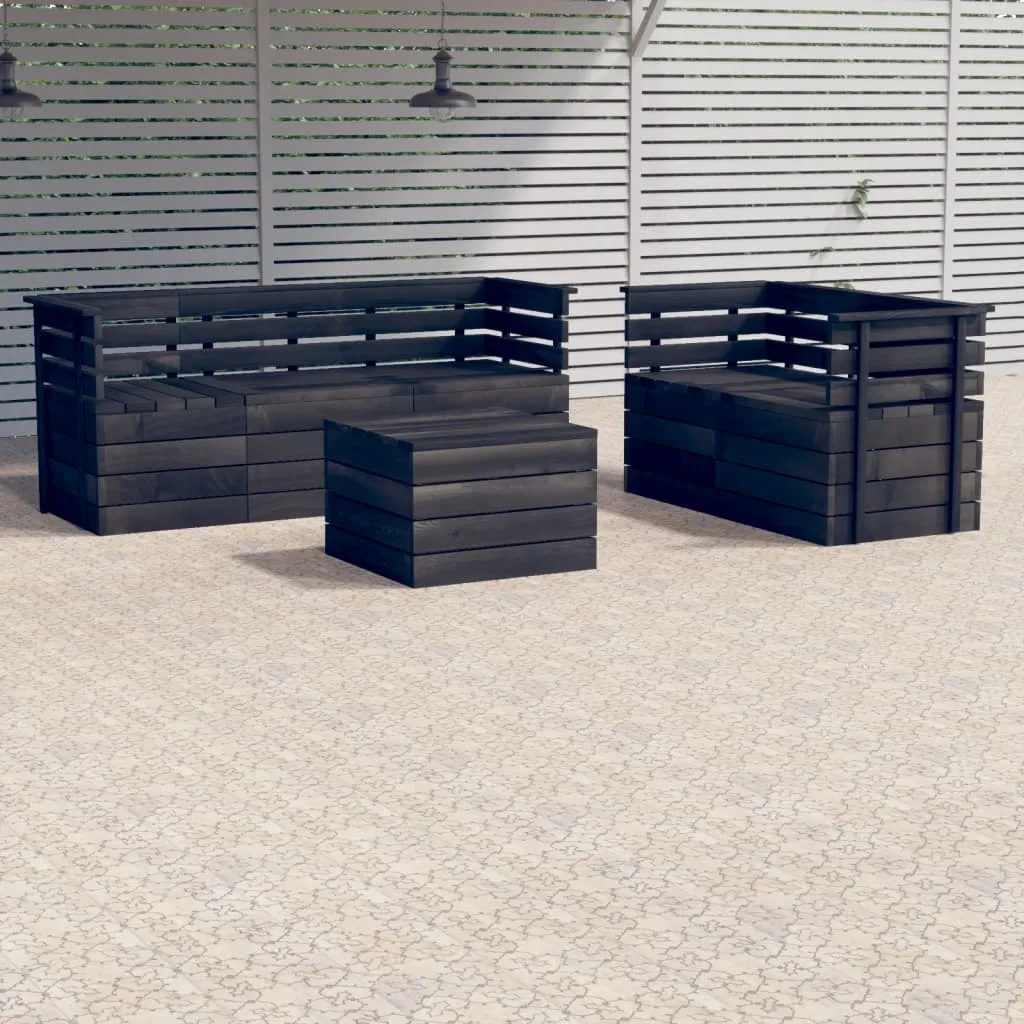 vidaXL Set Divani da Giardino su Pallet 6 pz Legno Pino Grigio Scuro