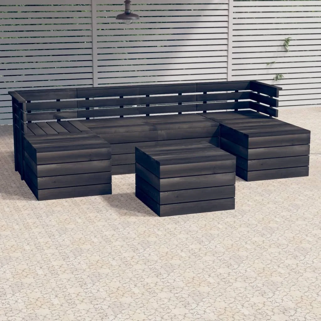 vidaXL Set Divani da Giardino su Pallet 7 pz Legno Pino Grigio Scuro