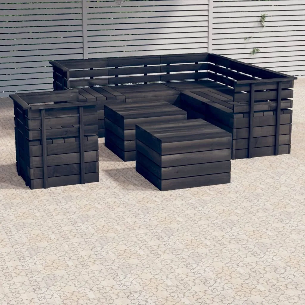 vidaXL Set Divani da Giardino su Pallet 8 pz Legno Pino Grigio Scuro