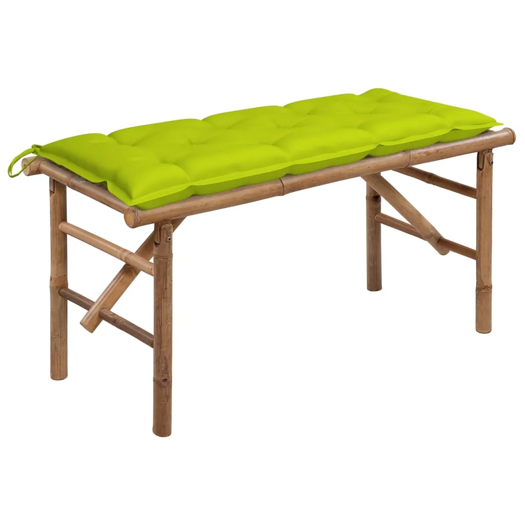 vidaXL Panca da Giardino Pieghevole con Cuscino 118 cm in Bambù