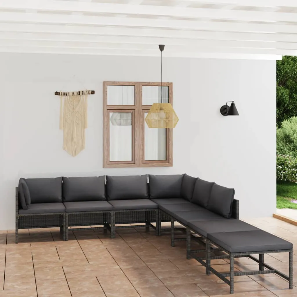 vidaXL Set Divani da Giardino 8 pz con Cuscini in Polyrattan Grigio