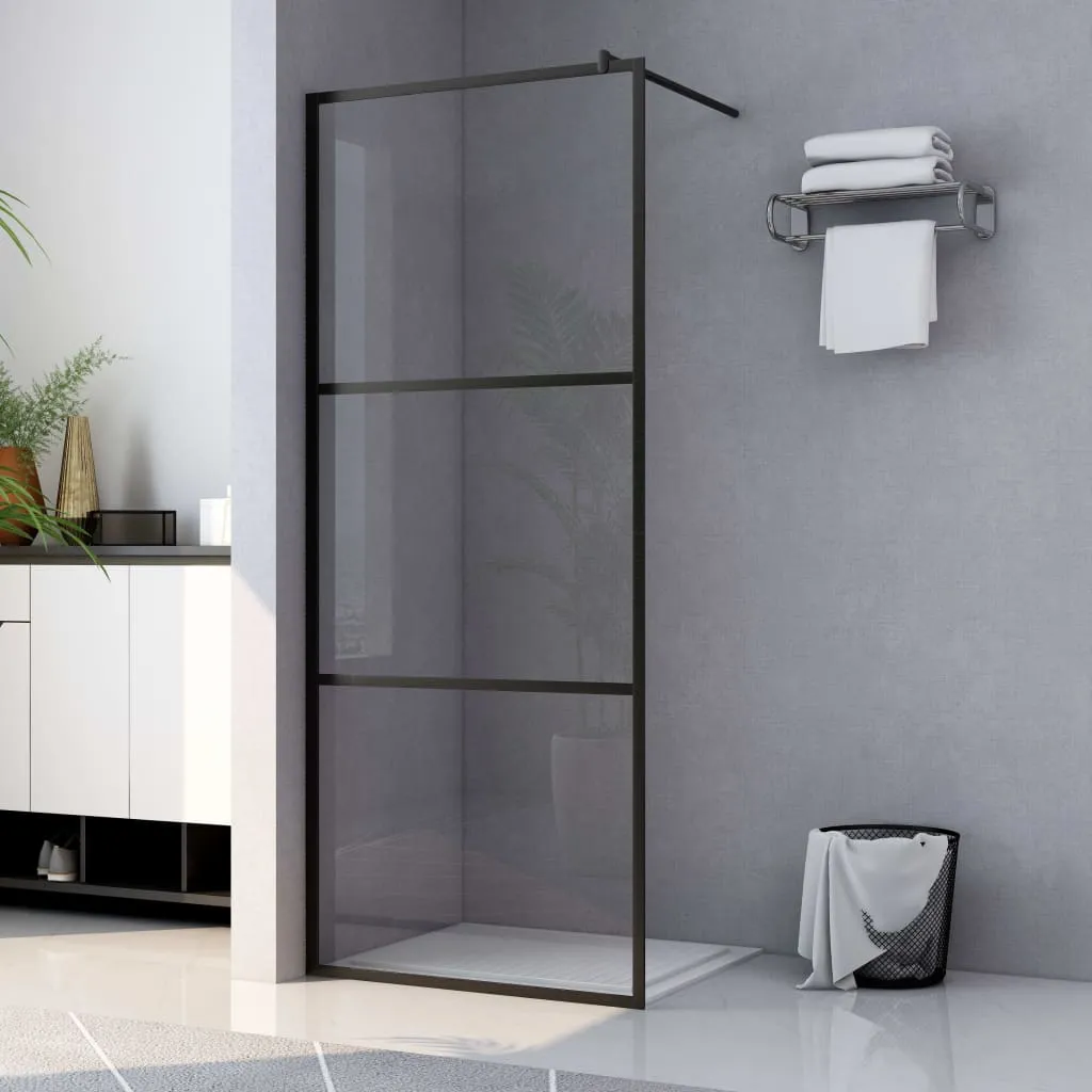 vidaXL Parete Doccia Walk-in in Vetro Trasparente ESG Nera 80x195 cm