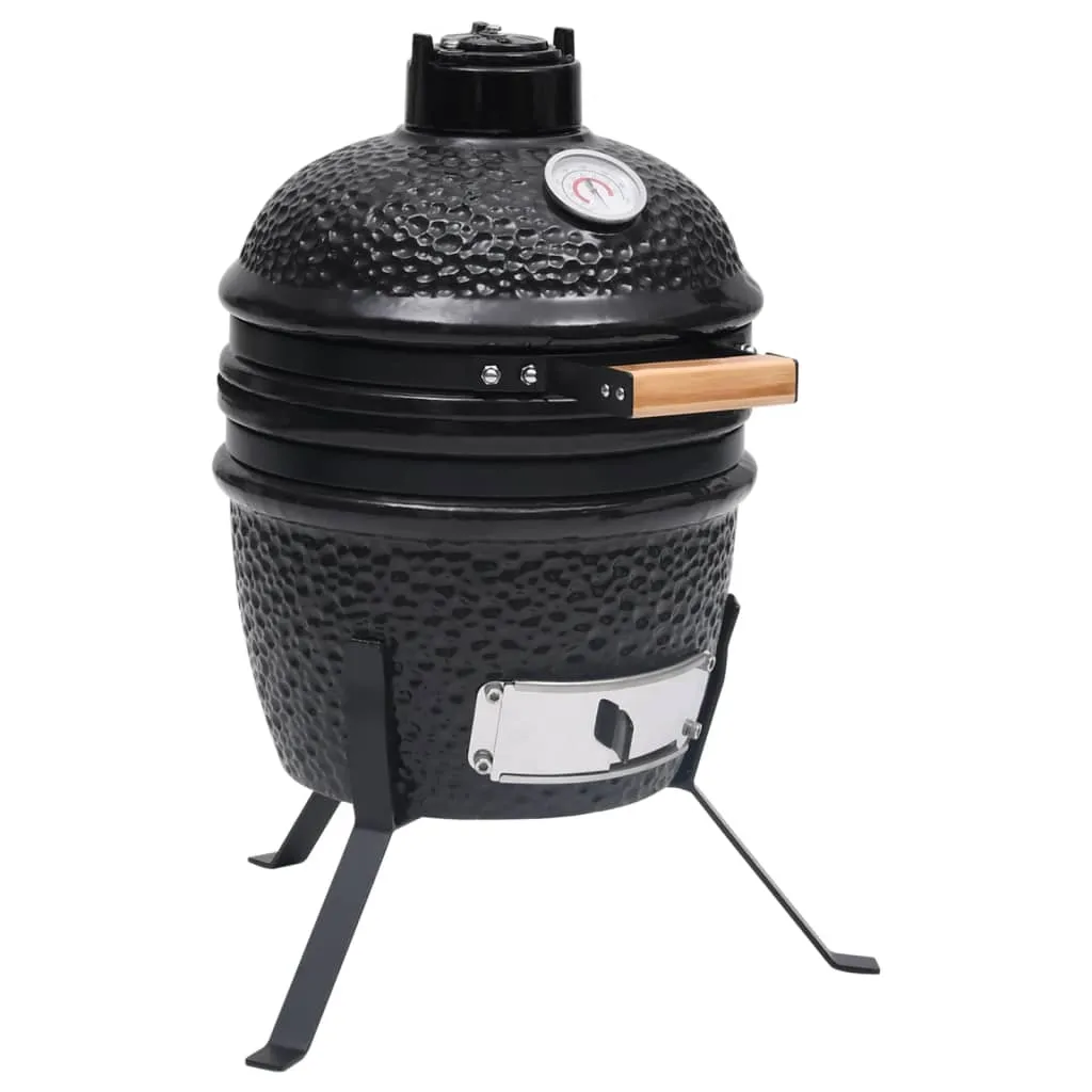 vidaXL Barbecue Affumicatore 2 in 1 Kamado in Ceramica 56 cm Nero